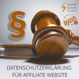 Rechtssichere Datenschutzerklärung für Affiliate Website inkl. Update-Service