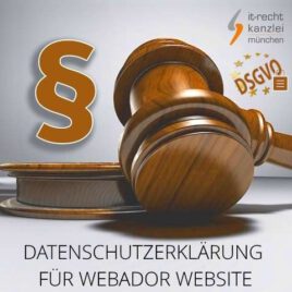 Datenschutzerklärung für Webador Website inkl. Update-Service