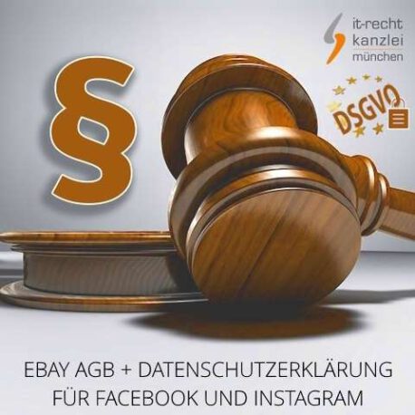 Rechtssichere Ebay AGB + Datenschutzerklärung für Facebook und Instagram inkl. Update-Service