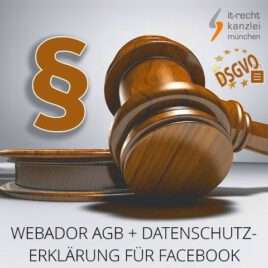 Rechtssichere Webador AGB + Datenschutzerklärung für Facebook inkl. Update-Service
