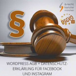 Rechtssichere Wordpress AGB + Datenschutzerklärung für Facebook und Instagram inkl. Update-Service