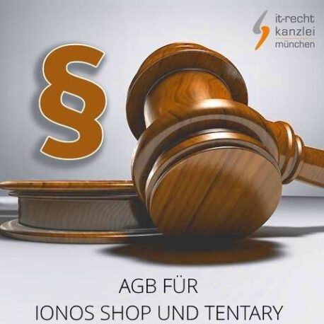 Rechtssichere Ionos Shop und Tentary AGB inkl. Update-Service