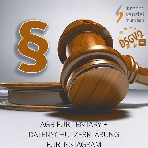 Rechtssichere Tentary AGB und Datenschutzerklärung für Instagram inkl. Update-Service